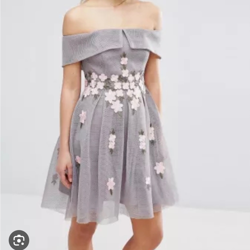 Asos Premium floral mesh bardot skater dress size US6. Only used once